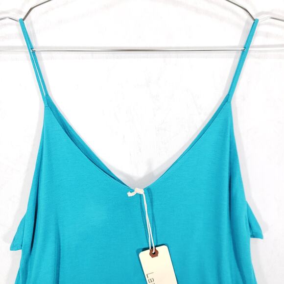 Lanston Tank Top Womens Small Bahamas Blue V Neck Spaghetti Strap Casual Shirt - Picture 2 of 6